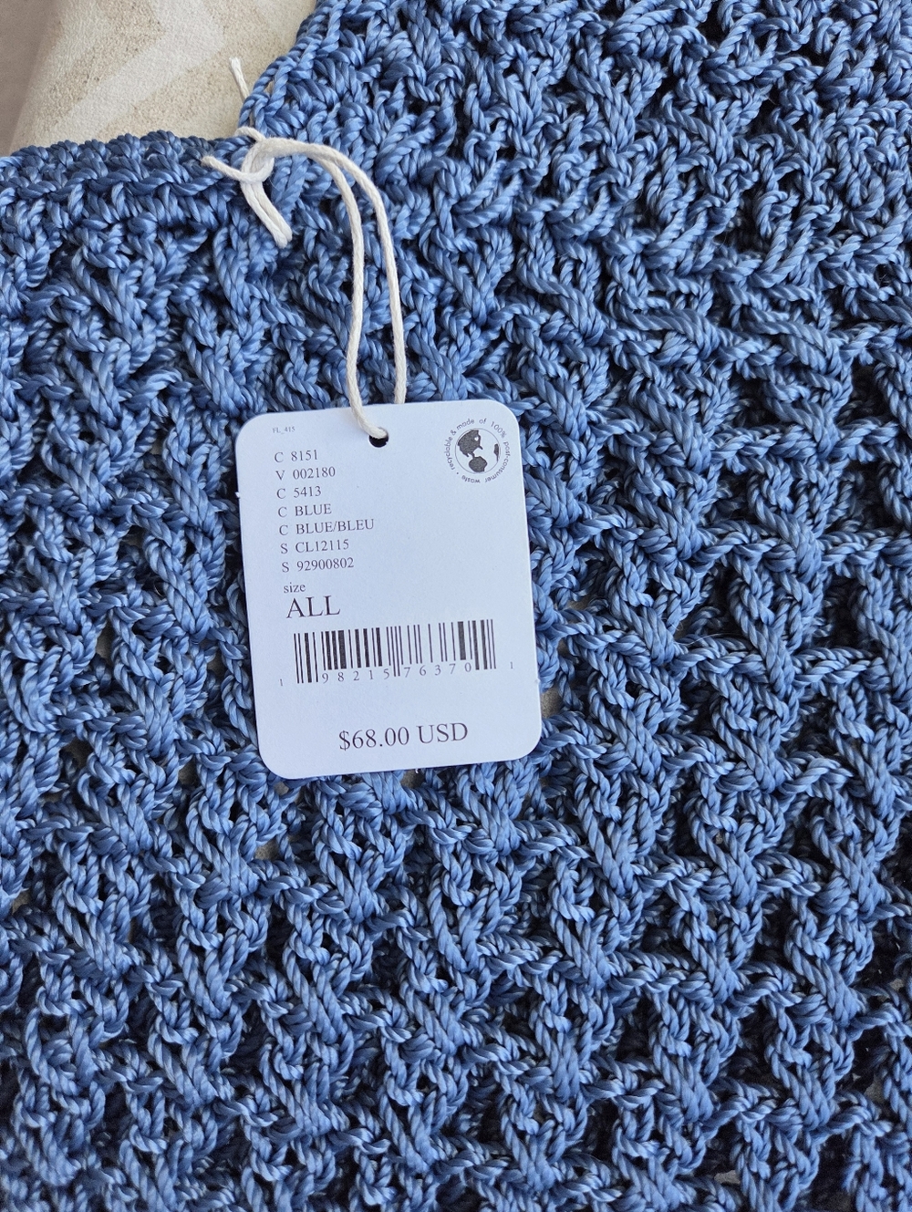 NWT Free People Sarasota Crochet Tote - Blue - Picture 2 of 2